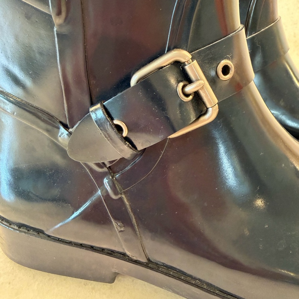 Coach Black Waterproof Rubber Buckle Rain Boots - Picture 12 of 12
